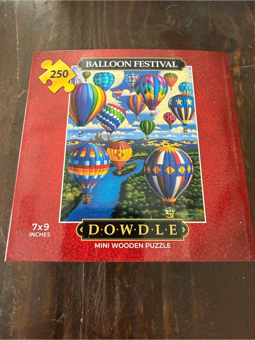 DOWDLE Balloon Festival 250-Piece Mini Wooden Puzzle - Red